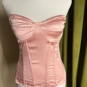 PrettyLittleThing Blush Satin Corset Top